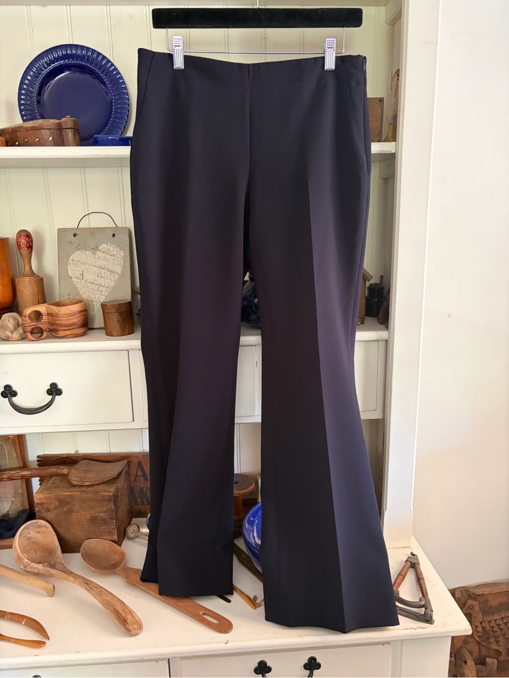 Iris Setlakwe Women’s Navy Stretch Dress Pants - Classic Straight Leg